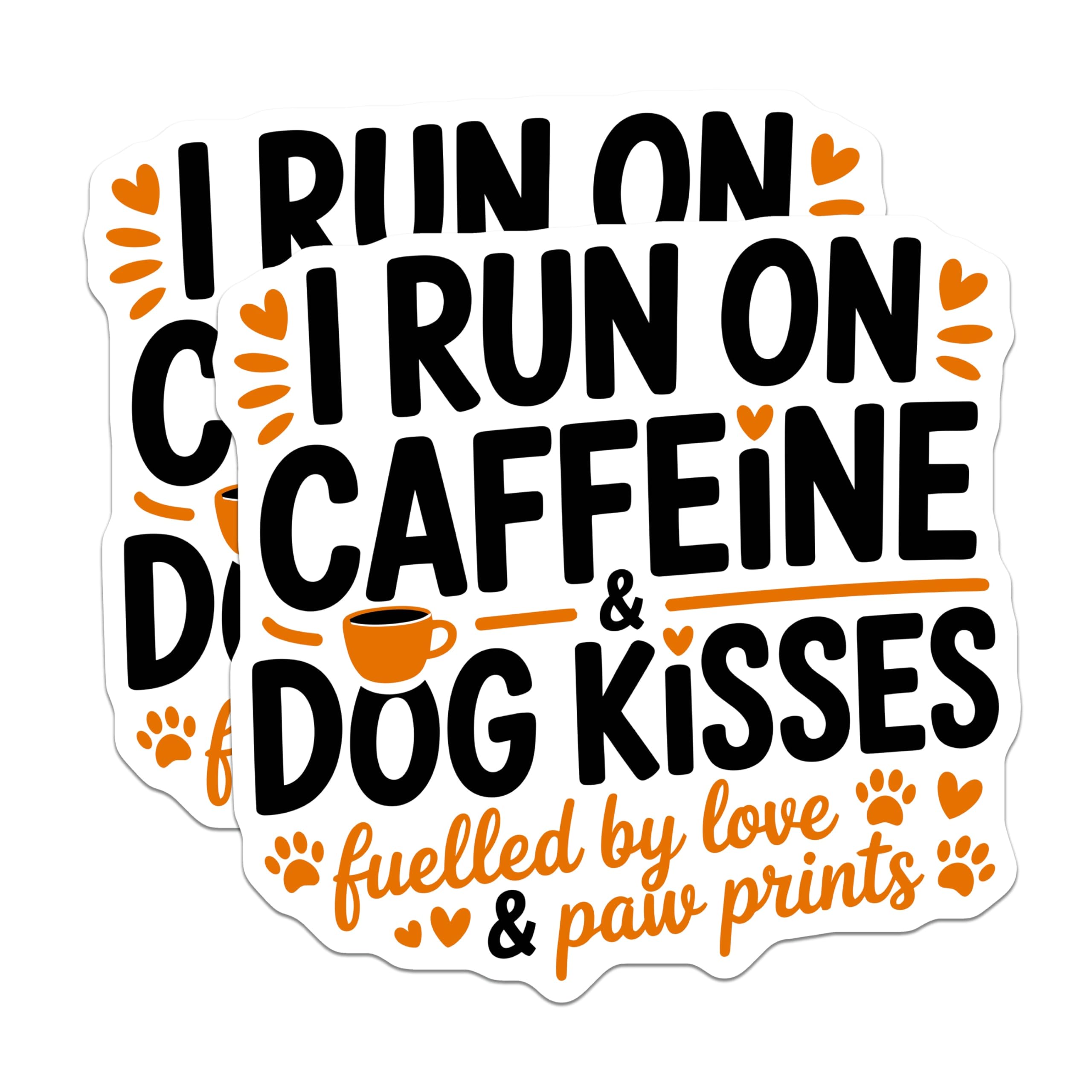(2 Pack) Dog Mom Magnets - Caffeine Dog Kisses Fridge Decor - Pet Parent Kitchen Refrigerator Display - 5 Inches On Longest Side - Thick Durable Magnet - Made in USA - MAG25659