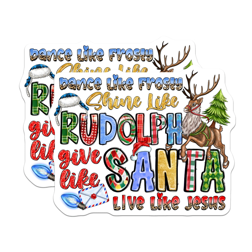(2 Pack) Christian Christmas Quote Magnets - Festive Holiday Refrigerator Decor - Rudolph Santa Jesus Inspiration - 5 Inches On Longest Side - Thick Durable Magnet - Made in USA - MAG26716