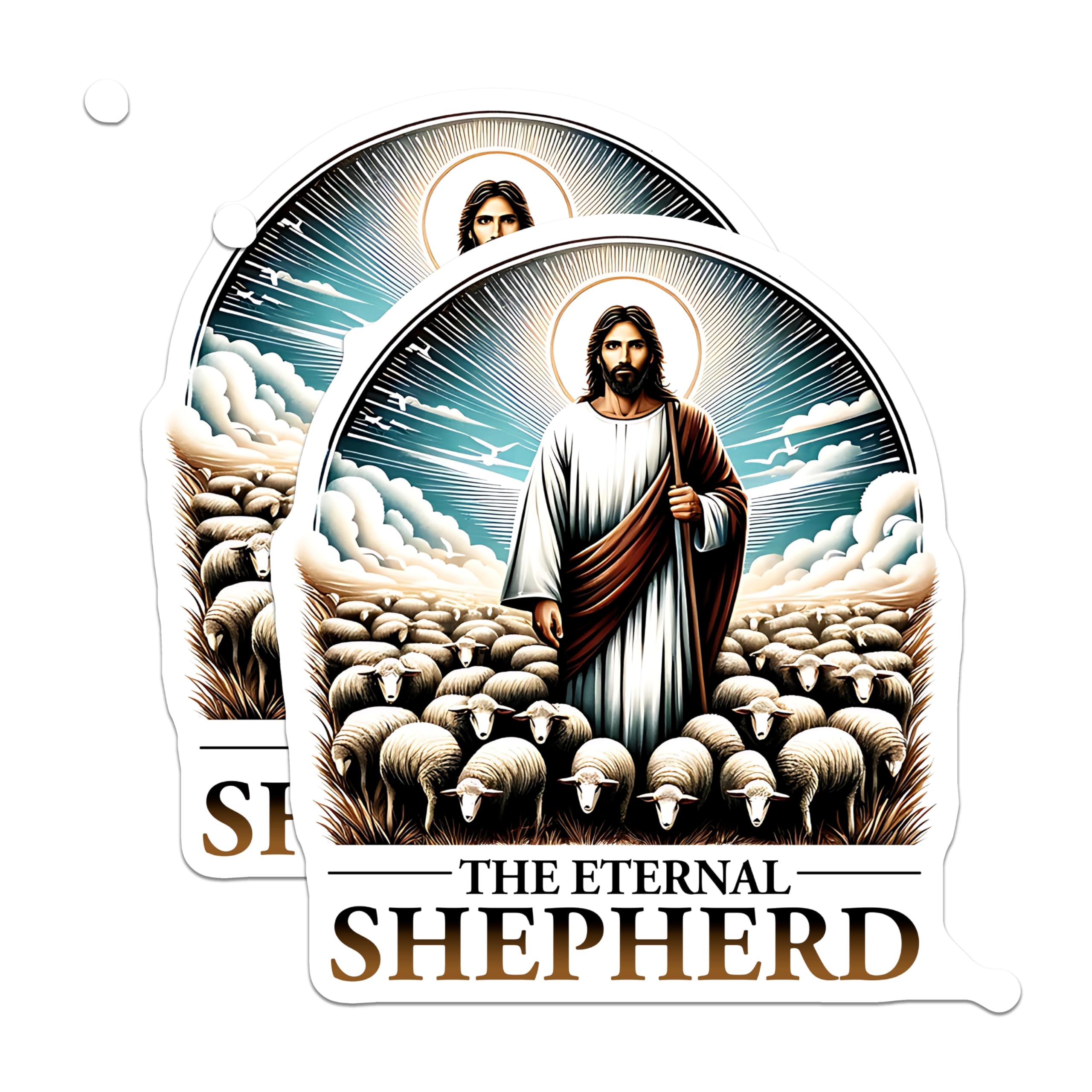 (2 Pack) Eternal Shepherd Jesus Magnets - Christian Faith Decor - Religious Inspirational Refrigerator Magnets - 5 Inches On Longest Side - Thick Durable Magnet - Made in USA - MAG25305