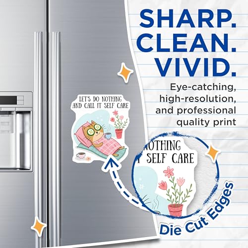 (2 Pack) Let's Do Nothing and Call It Self Care Magnets - Relaxing Cat - Cute Animal - 5" On Longest Side - for Cars, Refrigerators, Toolboxes, Lockers - Made in USA BMCS3315