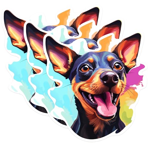 (3 Pack) Miniature Pinscher Decals - Dog Breed Stickers - Laptop Decal - 3 Inches On Longest Side - Easy Peel & Apply - Made in USA - 3MCS0775