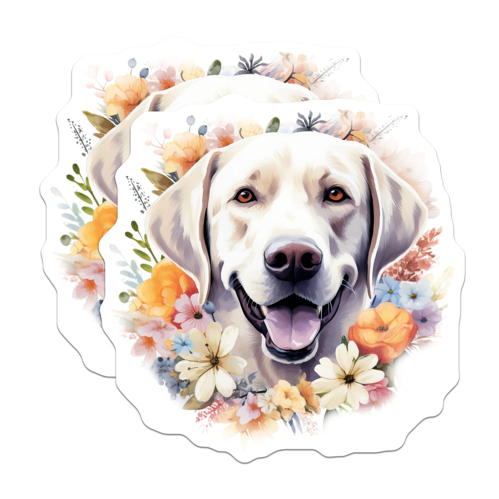 (2 Pack) Labrador Retriever Magnets - Floral Dog Decor - Cute Pet Lover Accessory - 5 Inches On Longest Side - Thick Durable Magnet - Made in USA - MAG27265