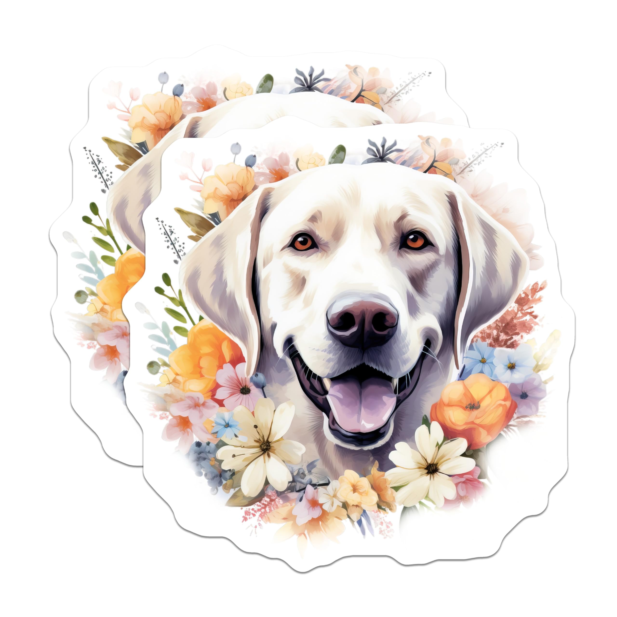 (2 Pack) Labrador Retriever Magnets - Floral Dog Decor - Cute Pet Lover Accessory - 5 Inches On Longest Side - Thick Durable Magnet - Made in USA - MAG27265