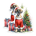 (2 Pack) Great Dane Christmas Magnets - Santa Dog Holiday Decor - Pet Lover Refrigerator Art - 5 Inches On Longest Side - Thick Durable Magnet - Made in USA - MAG27443