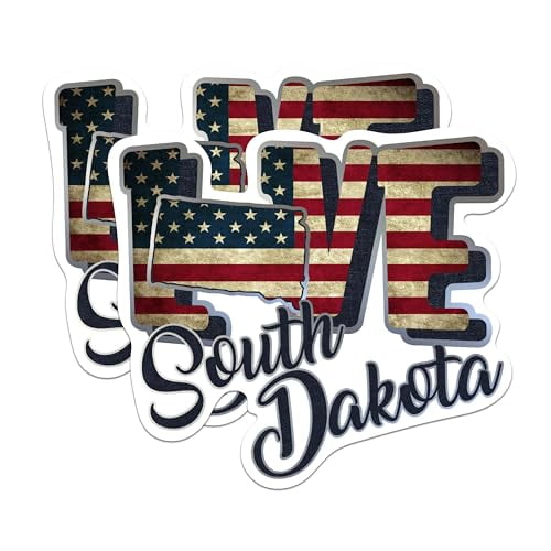 (2 Pack) South Dakota Love State Magnets - SD State USA Flag - Choose from 50 States - 5" On Longest Side - Premium Magnet - for Cars, Refrigerators, Toolboxes, Lockers - Made in USA - MAG1447