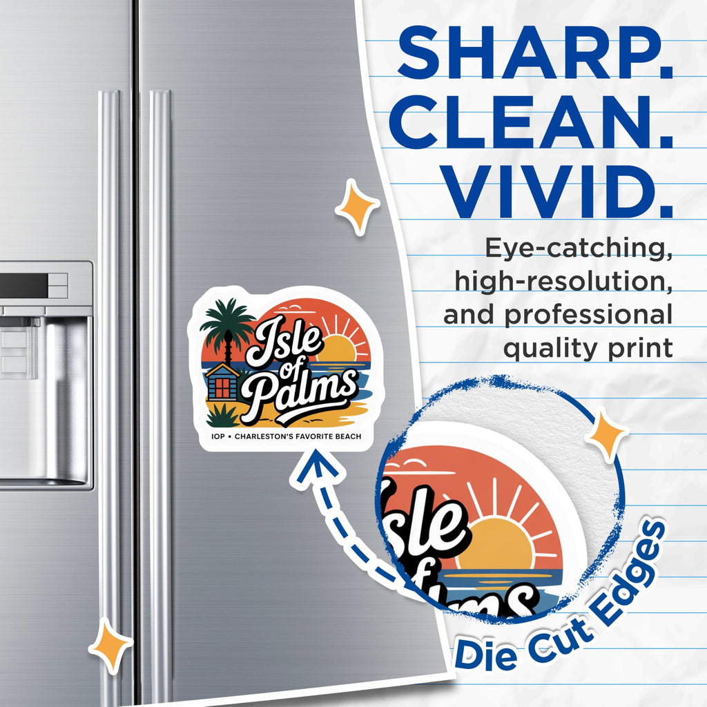 (2 Pack) Isle of Palms Magnets - IOP Charleston - Beach Refrigerator Magnets - 5" On Longest Side - Premium Magnet - for Cars, Refrigerators, Toolboxes, Lockers - Made in USA - MAG17383