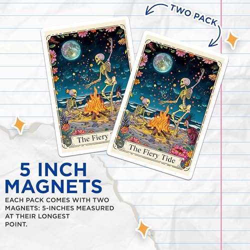 (2 Pack) Moonlit Beach Scene Magnet - Vibrant Skeleton Art - Tropical Beach Theme - 5" On Longest Side - Sticks to Smooth Flat Surfaces - Made in USA - MAG10021