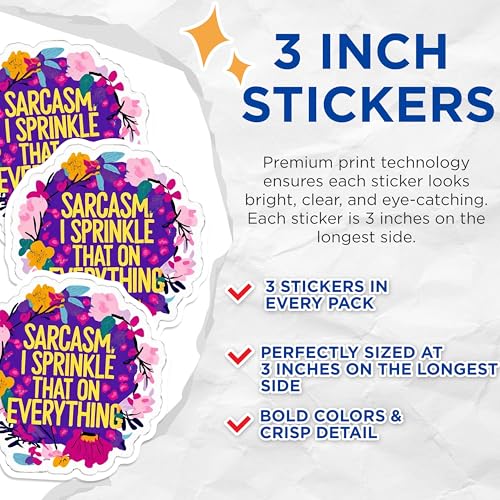 (3 Pack) Sarcasm Decals - Funny Saying Decal - Sarcastic Quote Laptop Decal - 3 Inches On Longest Side - Easy Peel & Apply - Made in USA - 3MCS0561