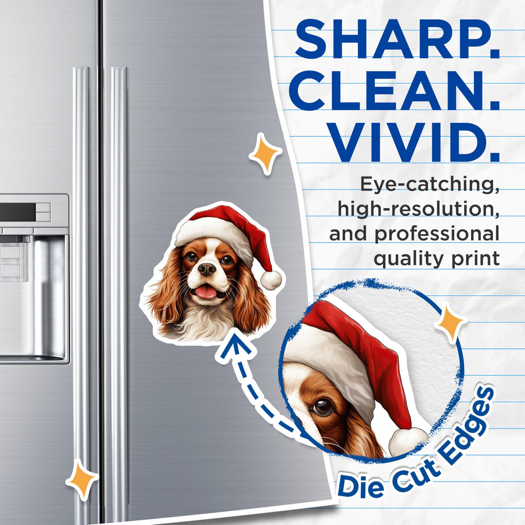(2 Pack) Cavalier King Charles Spaniel Magnets - Christmas Dog Decor - Holiday Pet Owner Present - 5 Inches On Longest Side - Thick Durable Magnet - Made in USA - MAG25758