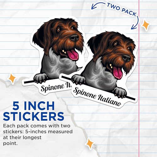 (2 Pack) Spinone Italiano Dog Stickers - Cute Dog Breed Decal - Adorable Pet Stickers - 5" On Longest Side - Sticks to Smooth Flat Surfaces - Made in USA - BMCS4226