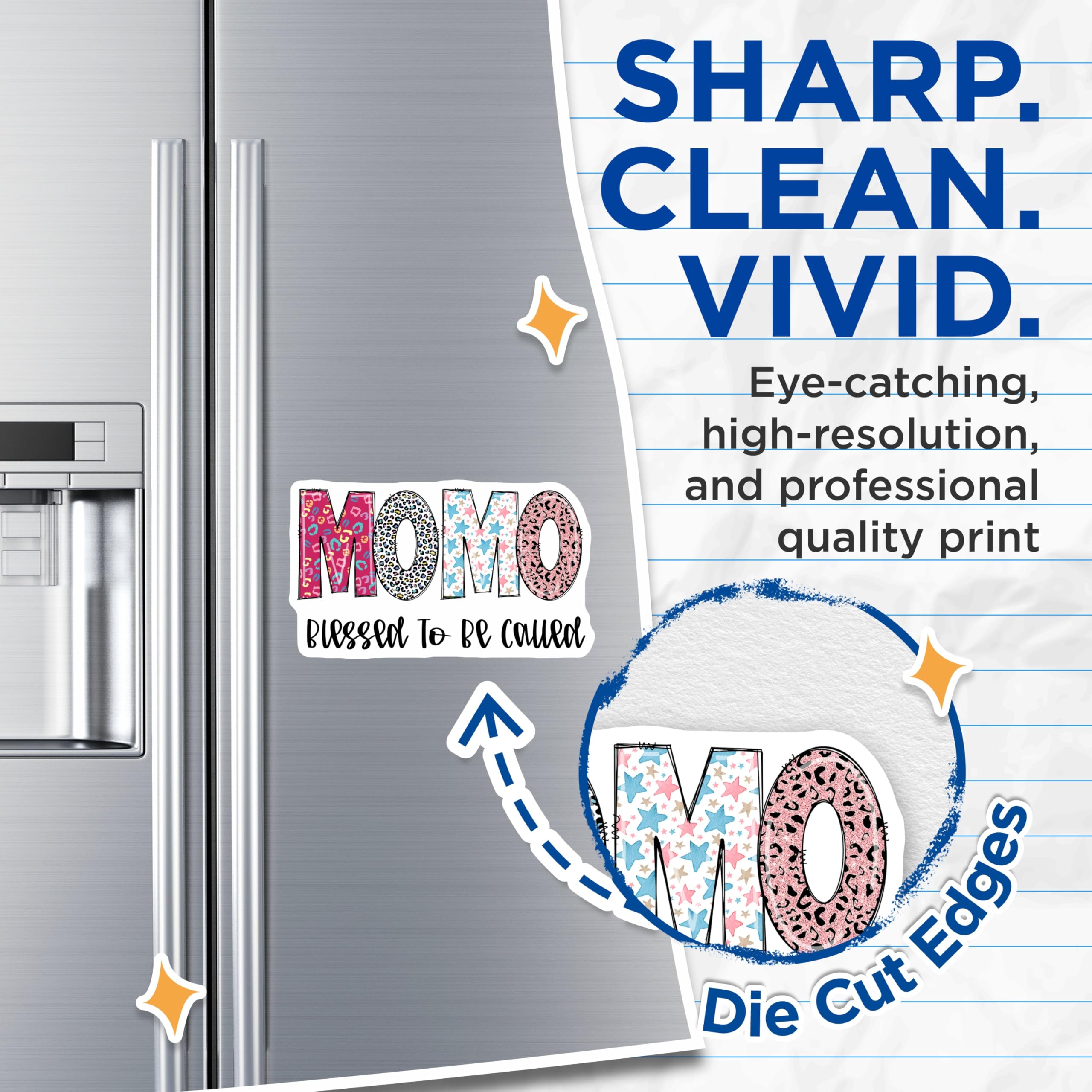 (2 Pack) Momo Magnets - Blessed Momo - Patterned Momo Names - 5" On Longest Side - Premium Magnet - for Cars, Refrigerators, Toolboxes, Lockers - Made in USA - MAG15150