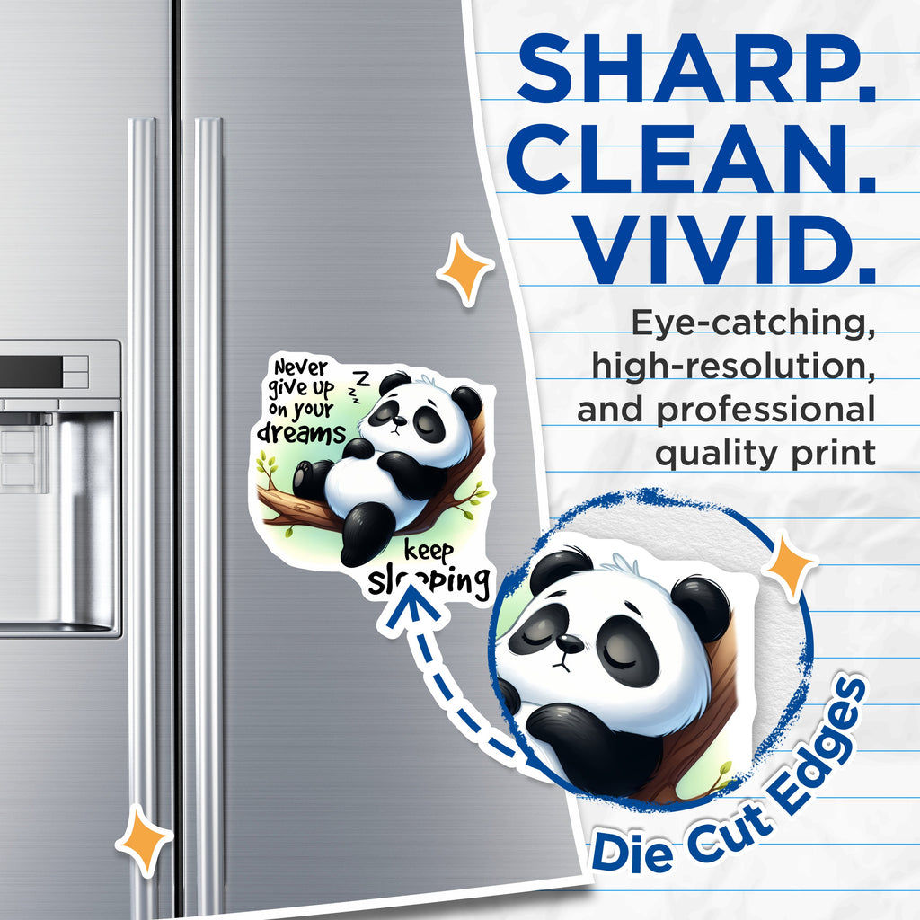 (2 Pack) Sleepy Panda Magnets - Funny Animal Refrigerator Decor - Kawaii Cute Inspirational Quote - 5 Inches On Longest Side - Thick Durable Magnet - Made in USA - MAG38416