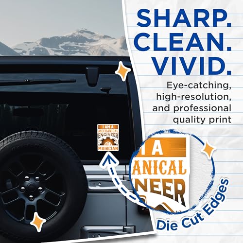 (2 Pack) Mechanical Engineer Stickers - Funny Engineering Quotes - STEM Career Stickers - 5" On Longest Side - Sticks to Smooth Flat Surfaces - Made in USA - BMCS5093
