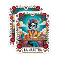 (2 Pack) La Maestra Magnets - Dia de Los Muertos Teacher - Calavera Folk Art Decor - 5 Inches On Longest Side - Thick Durable Magnet - Made in USA - MAG23018
