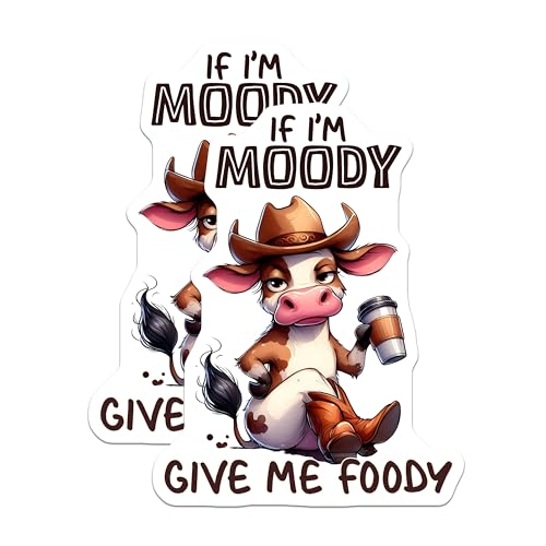 (2 Pack) Moody Cow Magnets - Funny Cow Kitchen - Cute Farm Animal Refrigerator Magnets - Mood Magnets - 5" On Longest Side - for Cars, Fridges, Toolboxes - Made in USA - MAG3787