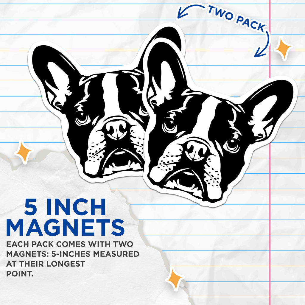 (2 Pack) French Bulldog Magnets - Frenchie Dog Lover Decor - Pet Owner Refrigerator Art - 5 Inches On Longest Side - Thick Durable Magnet - Made in USA - MAG38826
