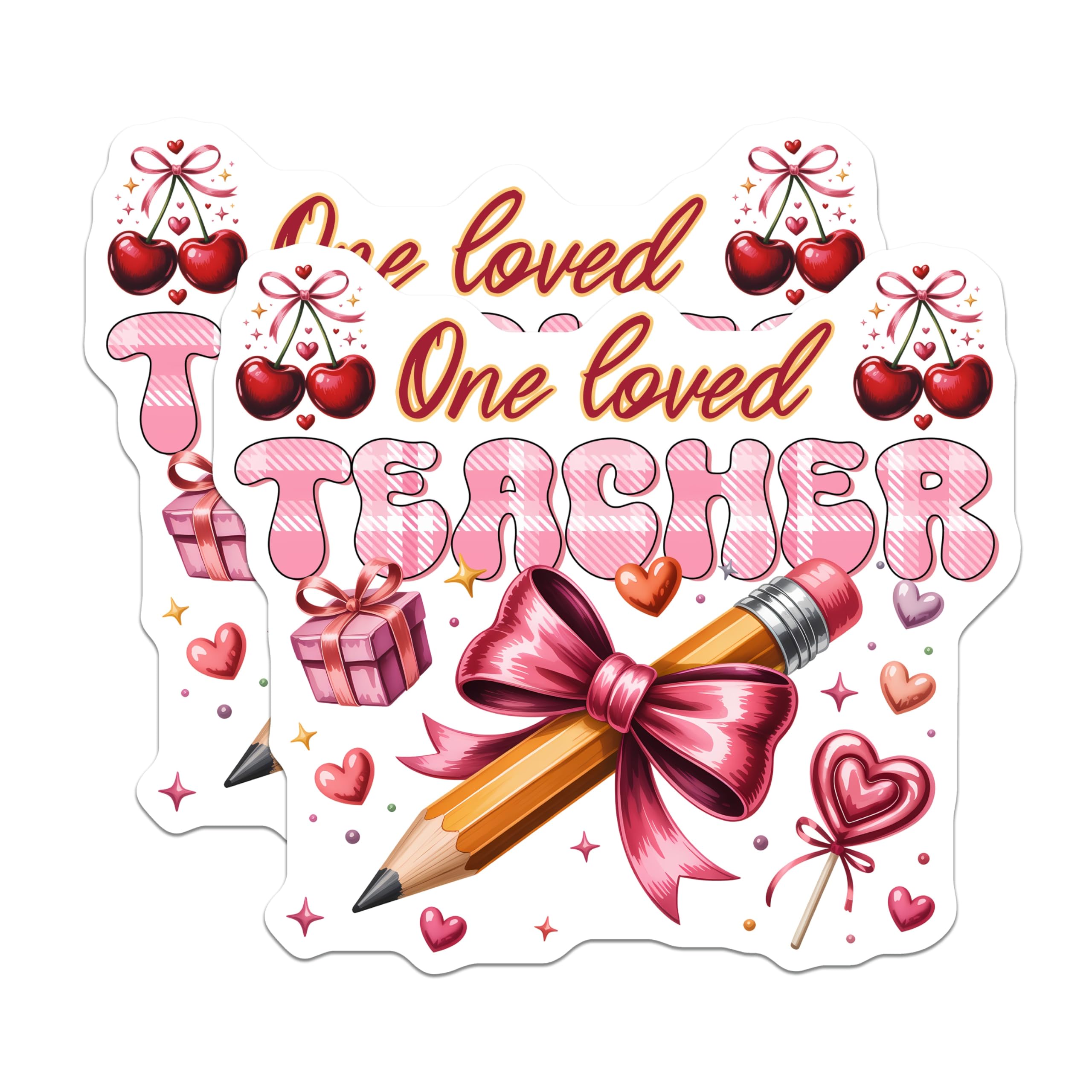 (2 Pack) Teacher Appreciation Magnets - One Loved Teacher - Cute Teacher Decor - 5" On Longest Side - Premium Magnet - for Cars, Refrigerators, Toolboxes, Lockers - Made in USA - MAG16620