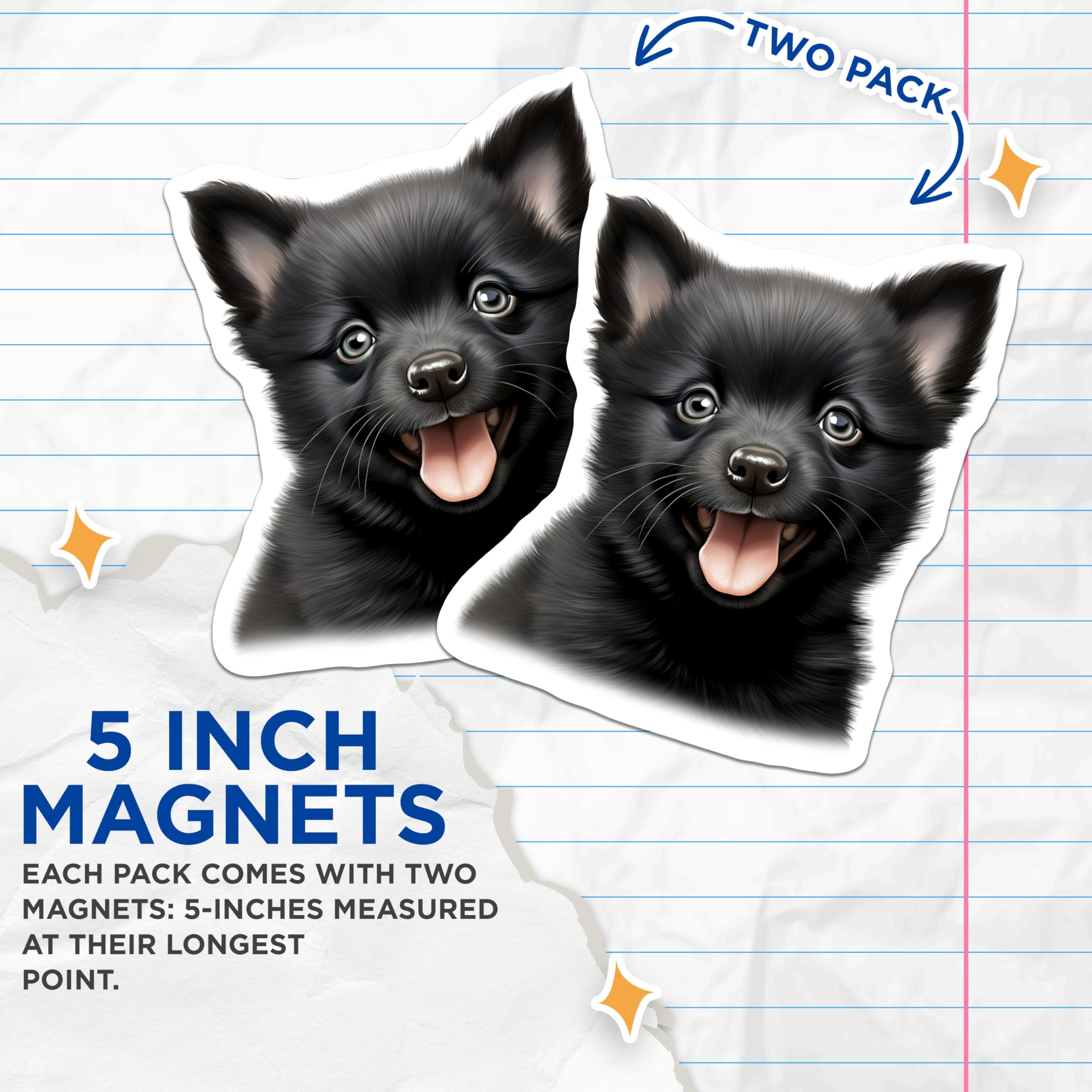 (2 Pack) Black Puppy Magnets - Cute Dog Lover - Pet Parent Home Refrigerator Locker Decor - 5 Inches On Longest Side - Thick Durable Magnet - Made in USA - MAG27351