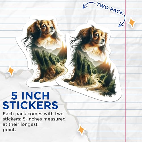 (2 Packs) Dog with Wilderness Stickers - Nature and Outdoors Beautiful Scenery Decals - 5 Inches On Longest Side - Premium Vinyl Decal - Sticks to Any Smooth Flat Surface - Made in USA - BMCS2278