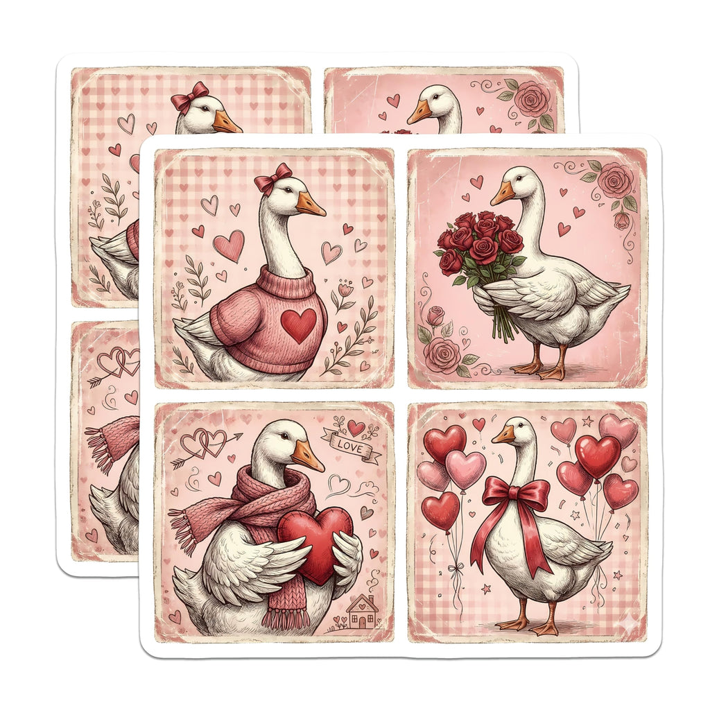 (2 Pack) Goose with Hearts Magnets - Valentine's Decor - Cute Animal Magnets - 5" On Longest Side - Premium Magnet - for Cars, Refrigerators, Toolboxes, Lockers - Made in USA - MAG14229