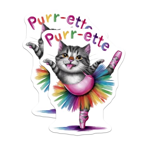 (2 Pack) Purr-ette Cat Stickers - 5" On Longest Side - Sticks to Smooth Flat Surfaces - Made in USA - BMCS9160 - BMCS9160