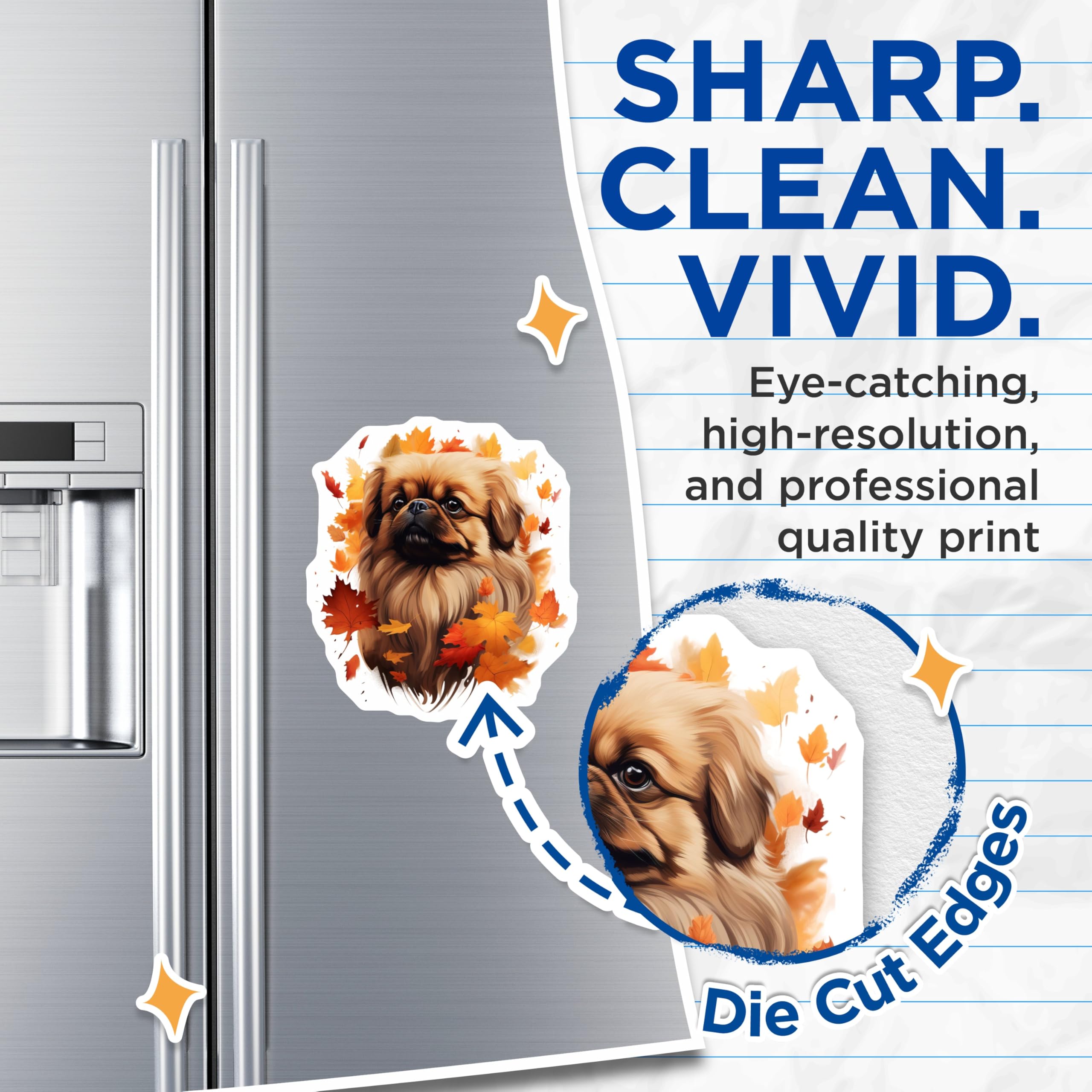 (2 Pack) Pekingese Dog Magnets - Autumn Fall Decor - Pet Lover Refrigerator - 5 Inches On Longest Side - Thick Durable Magnet - Made in USA - MAG28571