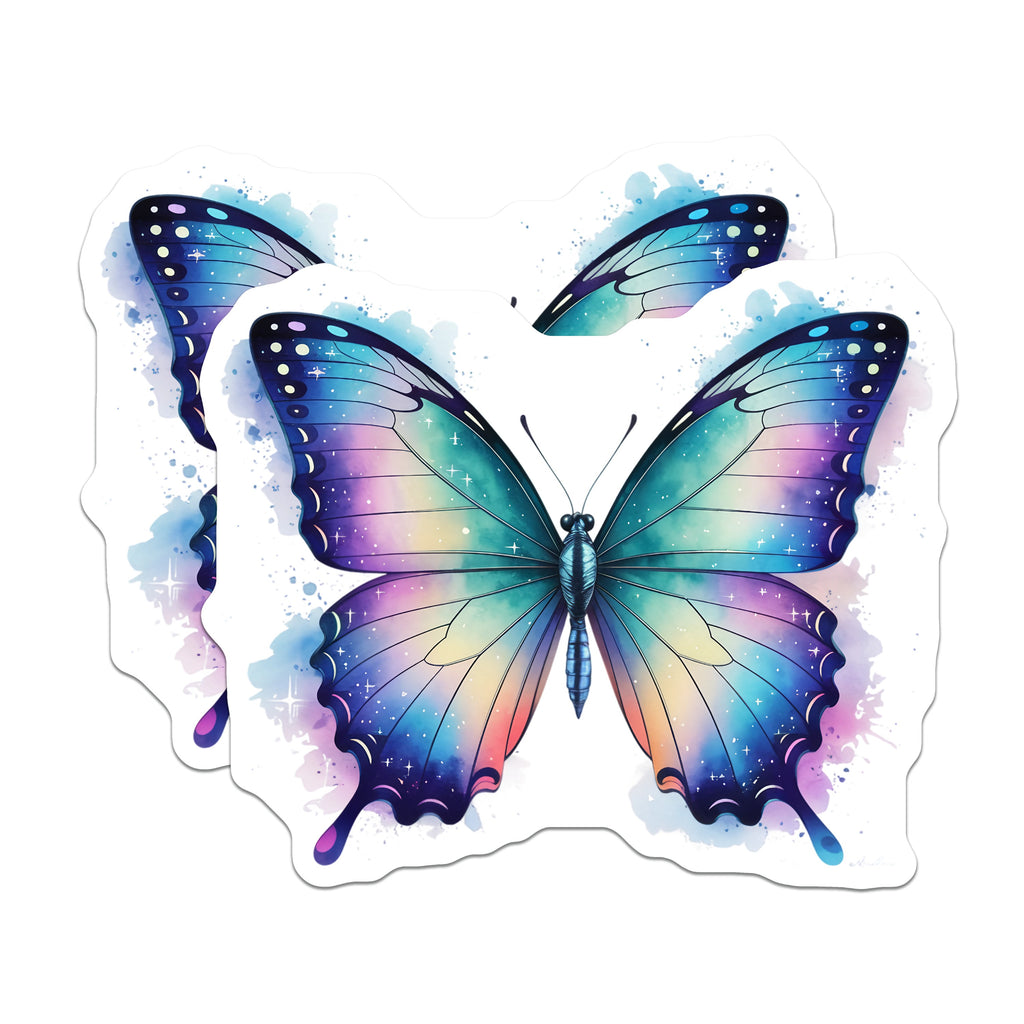 (2 Pack) Galaxy Butterfly Magnets - Celestial Fridge Decor - Aesthetic Locker Accessories - 5 Inches On Longest Side - Thick Durable Magnet - Made in USA - MAG37643