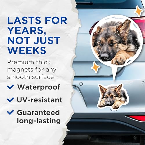 (2 Pack) Cute Puppy Decor Magnet - Animal Lover Gifts - Pet Owners Accessories - 5" On Longest Side - Sticks to Smooth Flat Surfaces - Made in USA - MAG10175