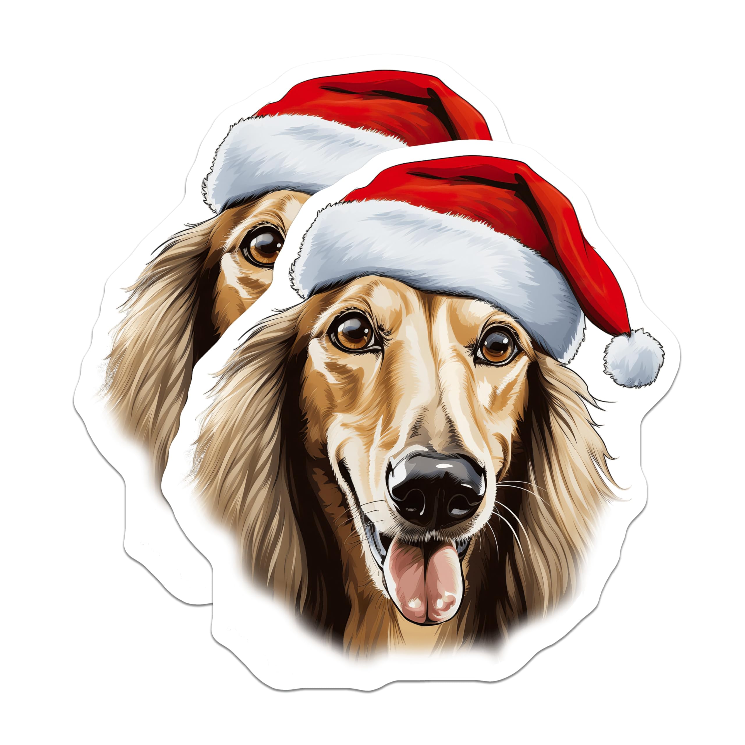 (2 Pack) Christmas Dog Magnets - Santa Hat Pet Decor - Dog Lover Holiday Magnet - 5 Inches On Longest Side - Thick Durable Magnet - Made in USA - MAG26330