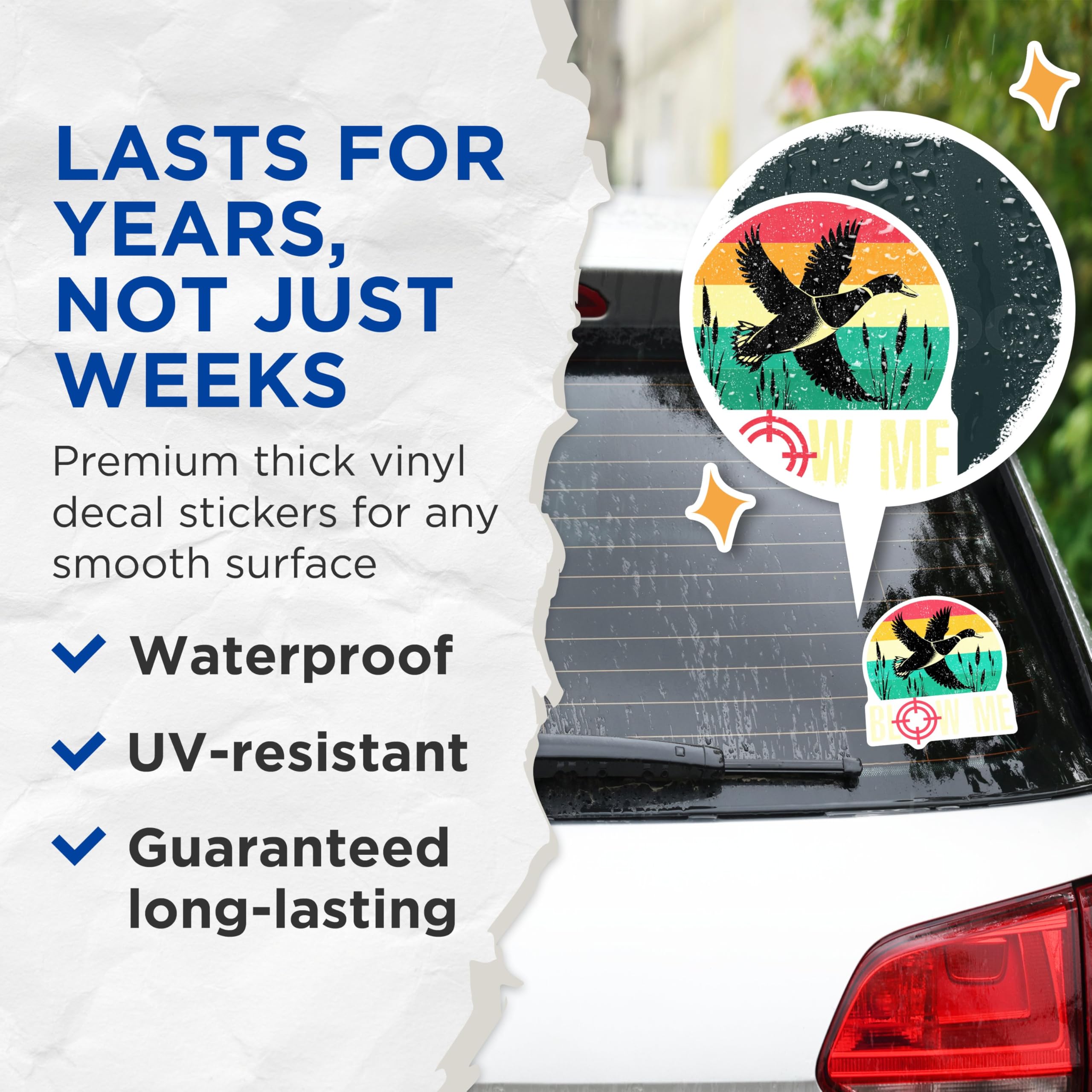 (2 Pack) Blow Me Duck Hunting Stickers - Funny Hunting Stickers - Hunting Humor - 5" On Longest Side - Sticks to Smooth Flat Surfaces - Made in USA - BMCS6842