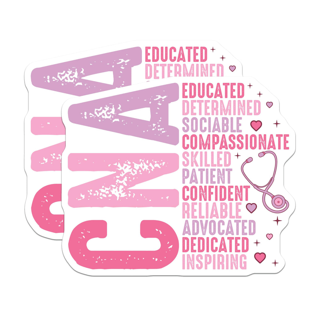 (2 Pack) Educated Dedicated Nurse Stickers - Nurse Appreciation - Inspirational Nursing Quotes - 5" On Longest Side - Sticks to Smooth Flat Surfaces - Made in USA - BMCS9147