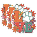 (3 Pack) Love Paw Print Decals - Retro Flower Decal - Pet Lover Gift- 3 Inches On Longest Side - Easy Peel & Apply - Made in USA - 3MCS5809