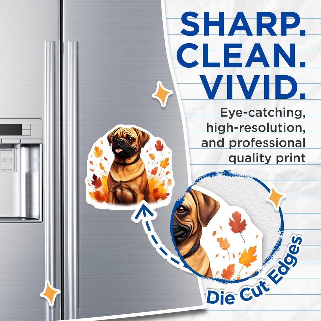 (2 Pack) Puggle Dog Magnets - Autumn Fall Decor - Dog Parent Essentials - 5 Inches On Longest Side - Thick Durable Magnet - Made in USA - MAG29333