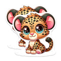 (2 Pack) Cute Cheetah Magnets - Kawaii Leopard Cub Decor - Fridge Locker Nursery Art - 5 Inches On Longest Side - Thick Durable Magnet - Made in USA - MAG36785