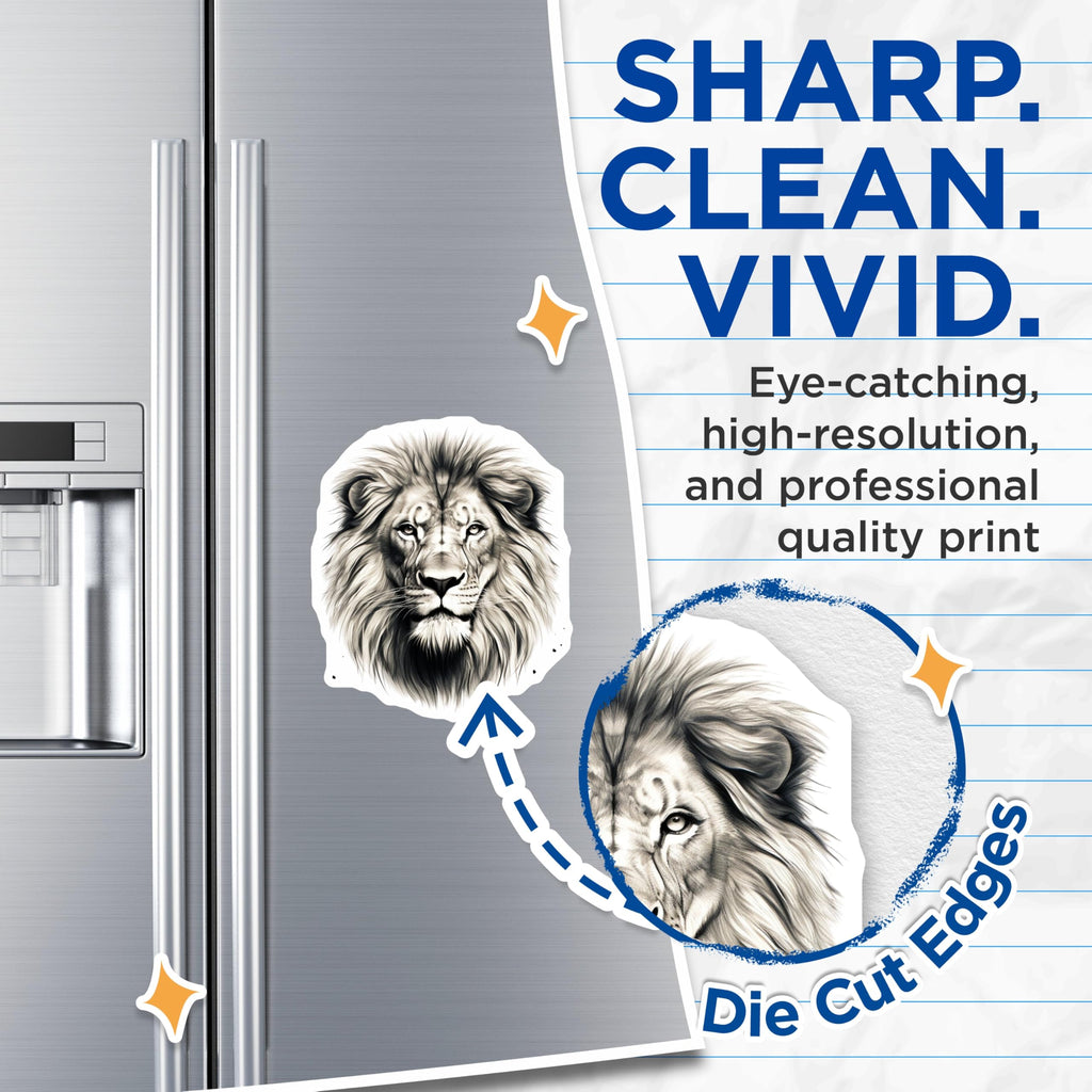 (2 Pack) Lion Face Magnets - Animal Art Decals - Decorative Fridge Magnets - 5" On Longest Side - Premium Magnet - for Cars, Refrigerators, Toolboxes, Lockers - Made in USA - MAG14858