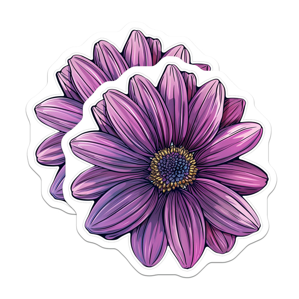 (2 Pack) Vibrant Purple Flower Magnets - Botanical Daisy Decor - Refrigerator Office Locker Accessories - 5 Inches On Longest Side - Thick Durable Magnet - Made in USA - MAG36315