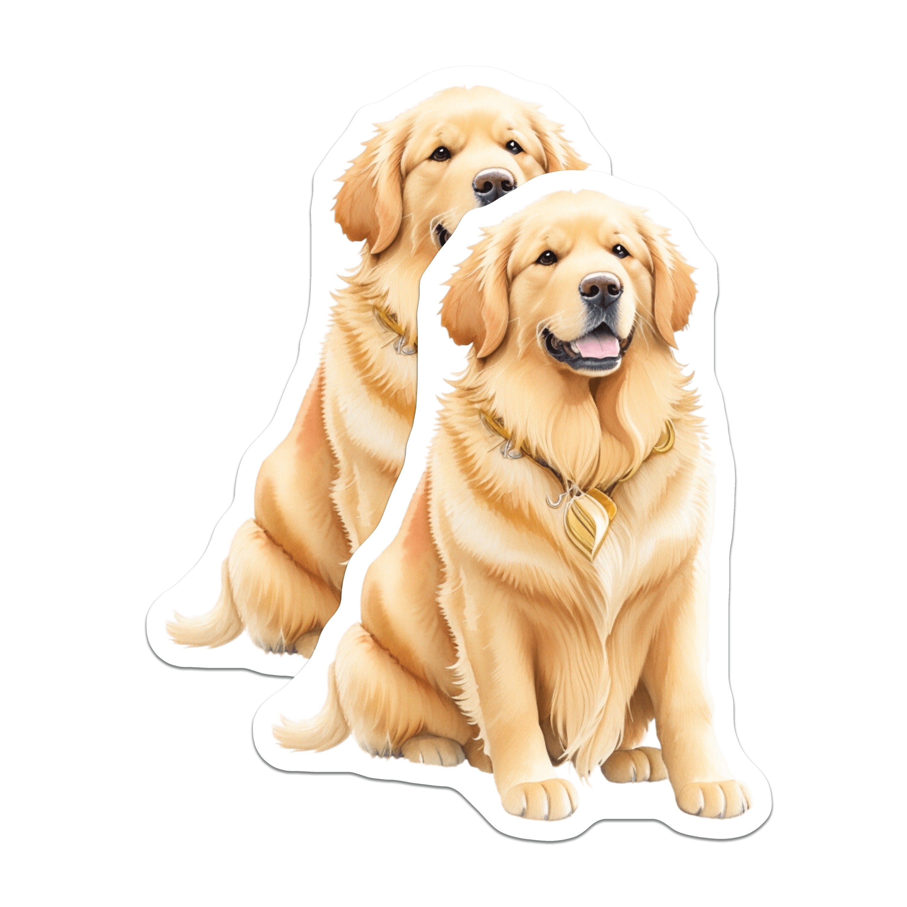 (2 Pack) Golden Retriever Magnets - Happy Dog Lover Refrigerator Decor - Cute Pet Parent Art - Fur Baby Home Accessory - 5 Inches On Longest Side - Thick Durable Magnet - Made in USA - MAG36572