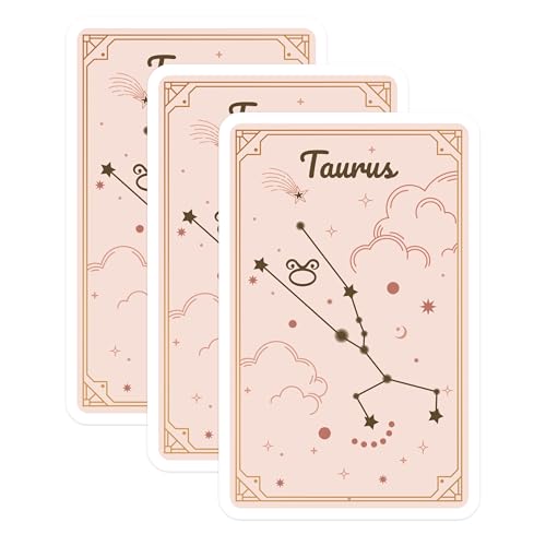 (3 Pack) Taurus Zodiac Decals - Constellation Sign - Astrology Lover Gift - 3 Inches On Longest Side - Easy Peel & Apply - Made in USA - 3MCS8157