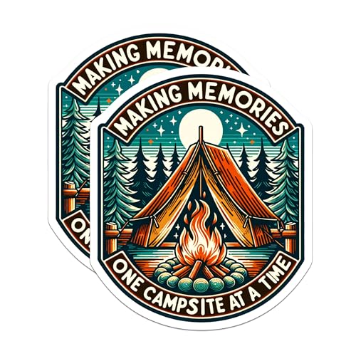 (2 Pack) Making Memories Magnets - Camping Theme - Outdoor Adventure Art - Camper Decor - 5" On Longest Side - for Cars, Fridges, Toolboxes - Made in USA - MAG6934