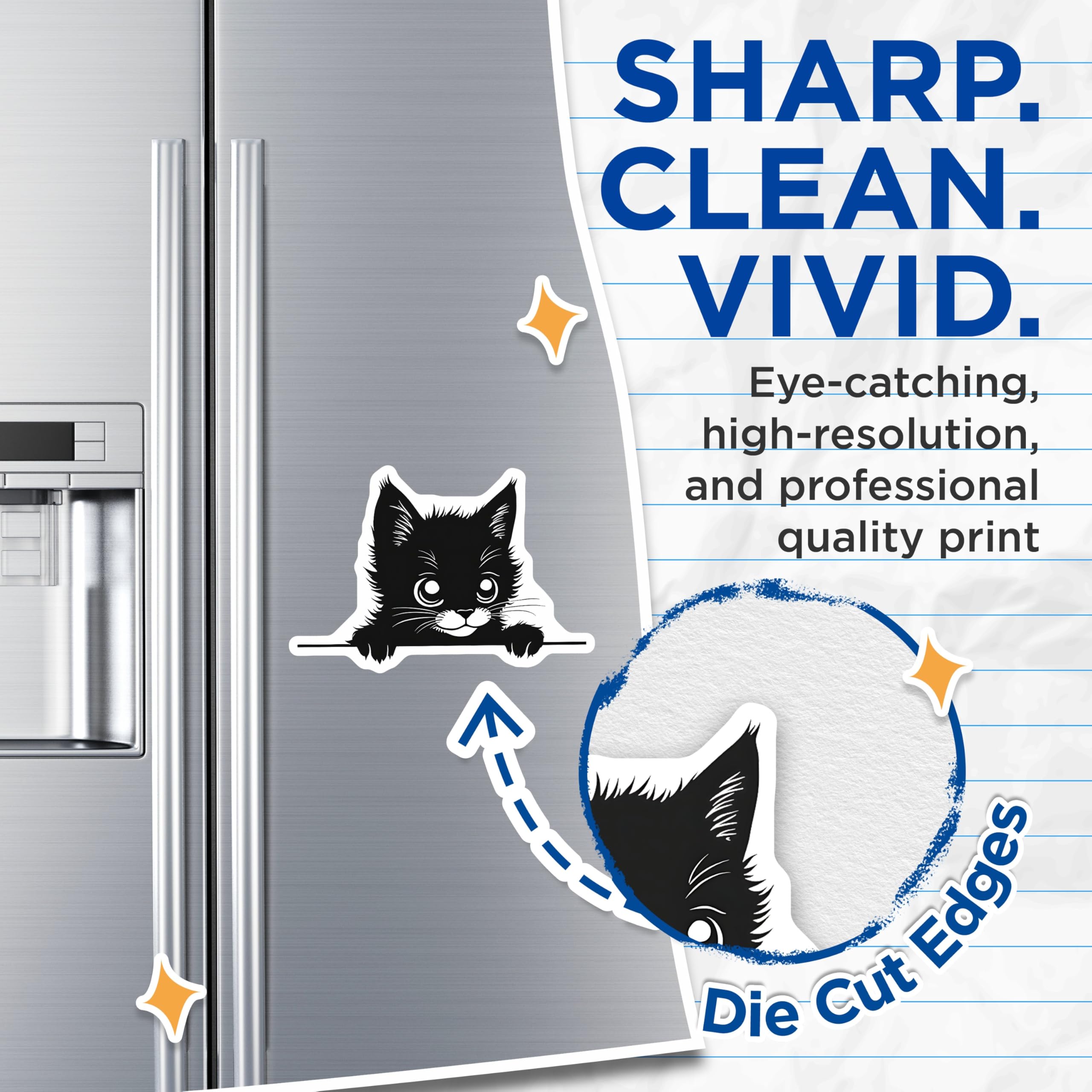 (2 Pack) Black Cat Magnets - Cute Kitten Decor - Refrigerator Locker Kitty Magnets - 5" On Longest Side - Premium Magnet - for Cars, Refrigerators, Toolboxes, Lockers - Made in USA - MAG15221
