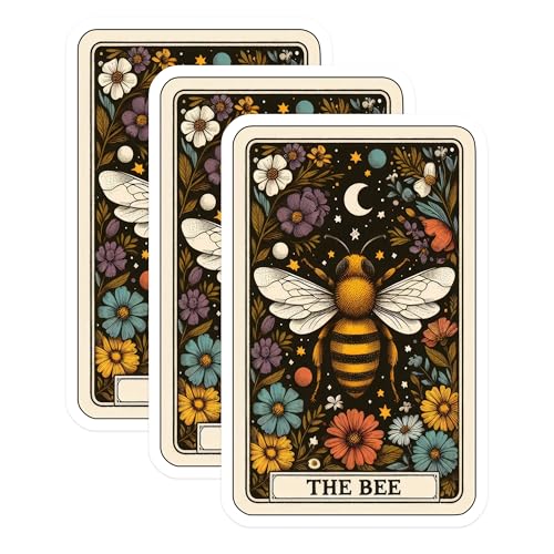 (3 Pack) Honey Bee Decals - Floral Stickers - Moon and Stars Decals - 3 Inches On Longest Side - Easy Peel & Apply - Made in USA - 3MCS4122