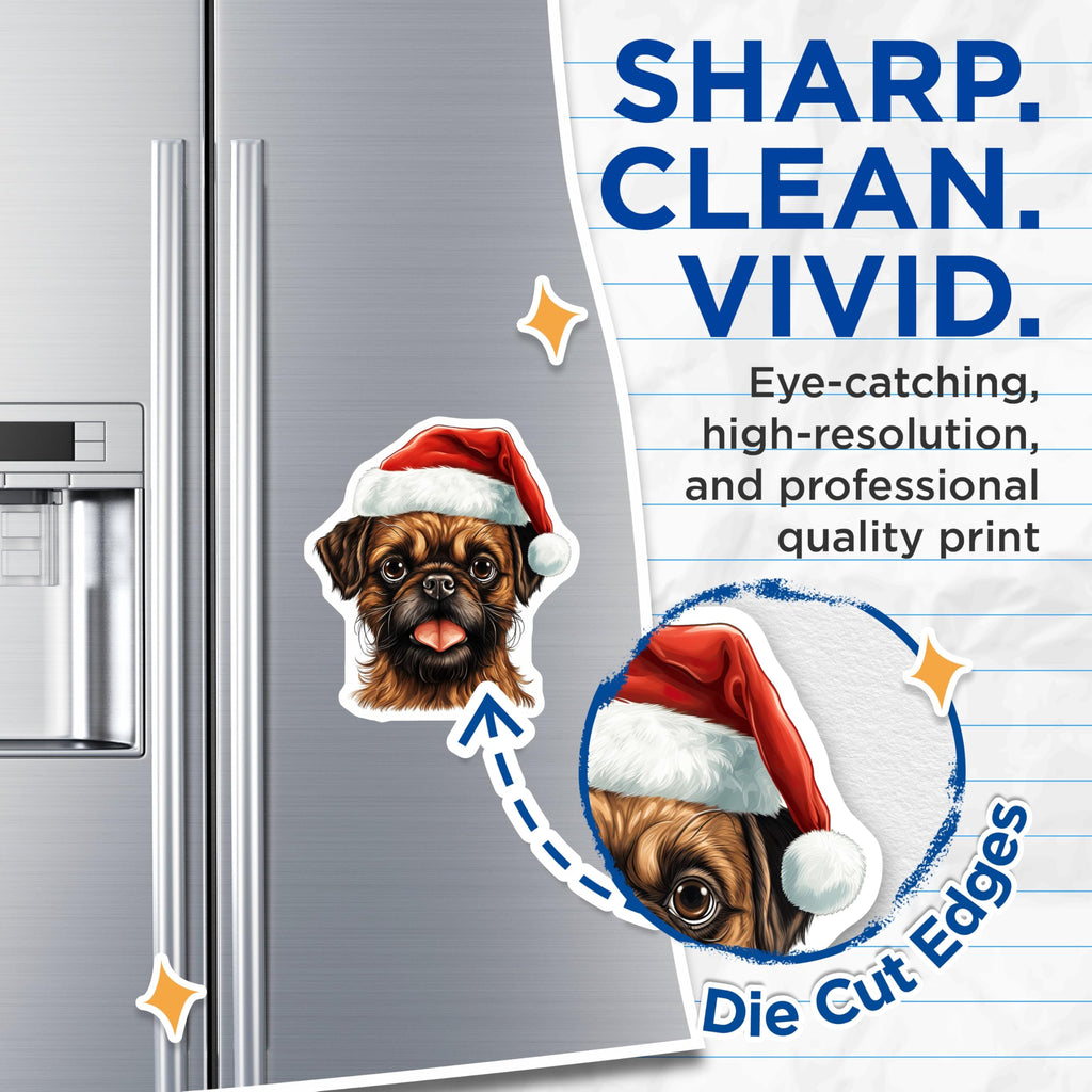 (2 Pack) Christmas Dog Magnets - Brussels Griffon Decor - Holiday Pet Lover Fridge Accessories - 5 Inches On Longest Side - Thick Durable Magnet - Made in USA - MAG28333