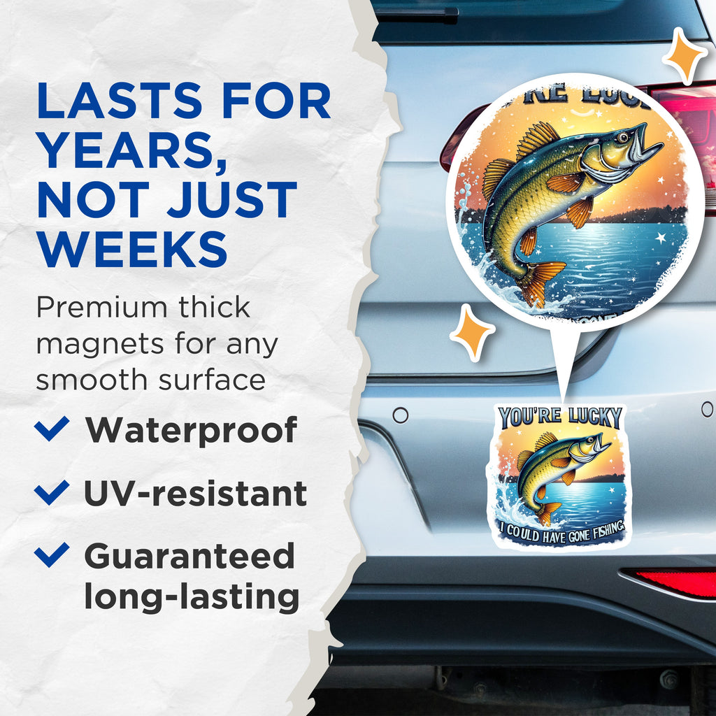 (2 Pack) Fishing Humor Magnets - Bass Fish Refrigerator Locker - Funny Fisherman Dad Man Cave - 5 Inches On Longest Side - Thick Durable Magnet - Made in USA - MAG37332