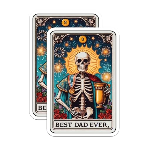 (2 Pack) Best Dad Ever Stickers - Skull Art Stickers - Dad Appreciation Stickers - 5" On Longest Side - Sticks to Smooth Flat Surfaces - Made in USA - BMCS4774