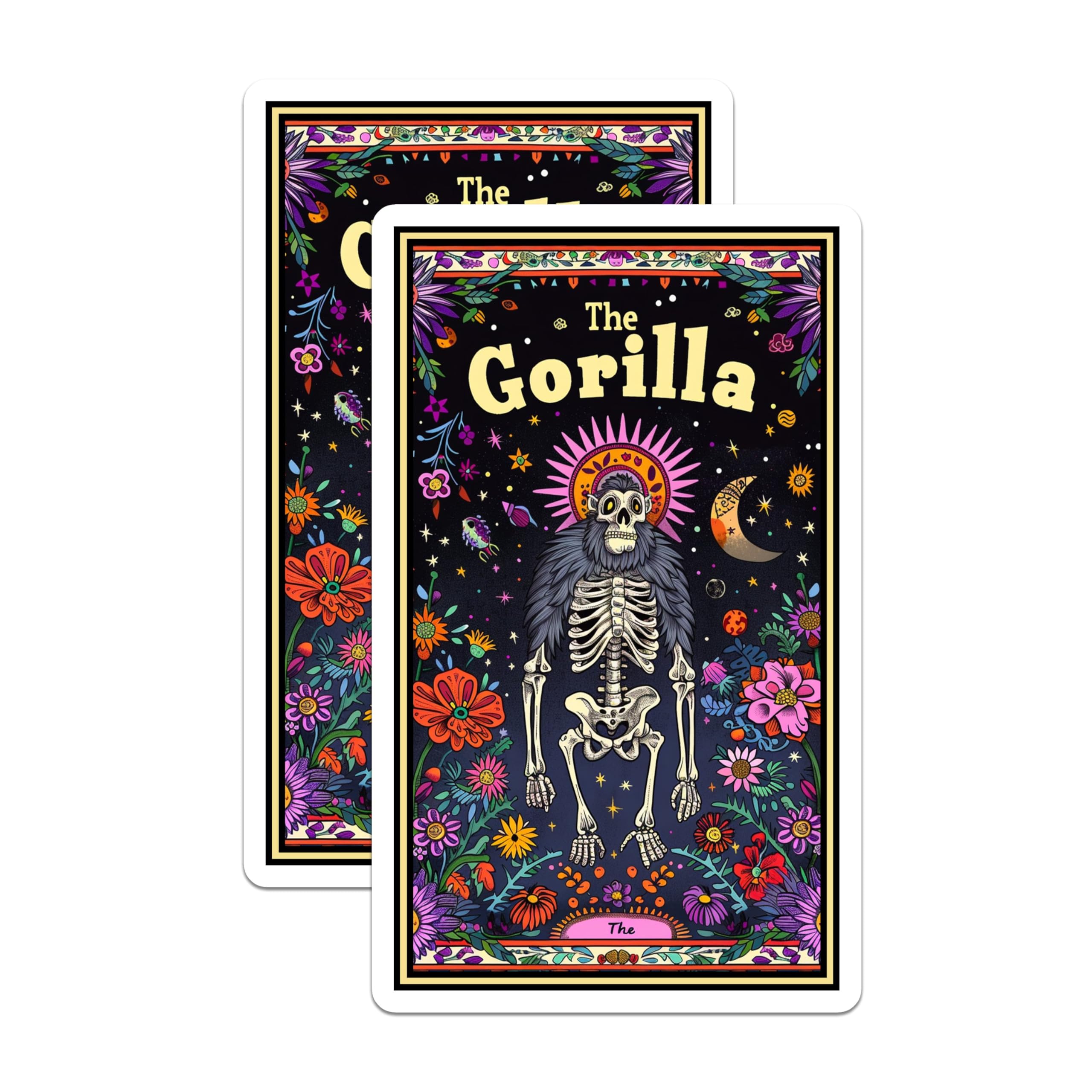 (2 Pack) The Gorilla Magnets - Skeleton Design - Colorful Floral Art - 5" On Longest Side - for Cars, Fridges, Toolboxes - Made in USA - MAG3648
