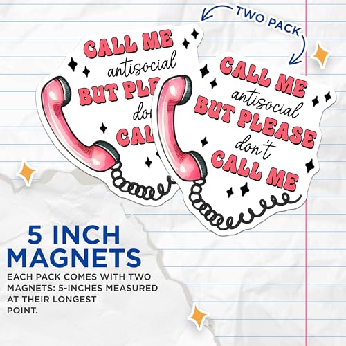 (2 Pack) Call Me Antisocial Magnets - 5" On Longest Side - for Cars, Fridges, Toolboxes - Made in USA - MAG7513