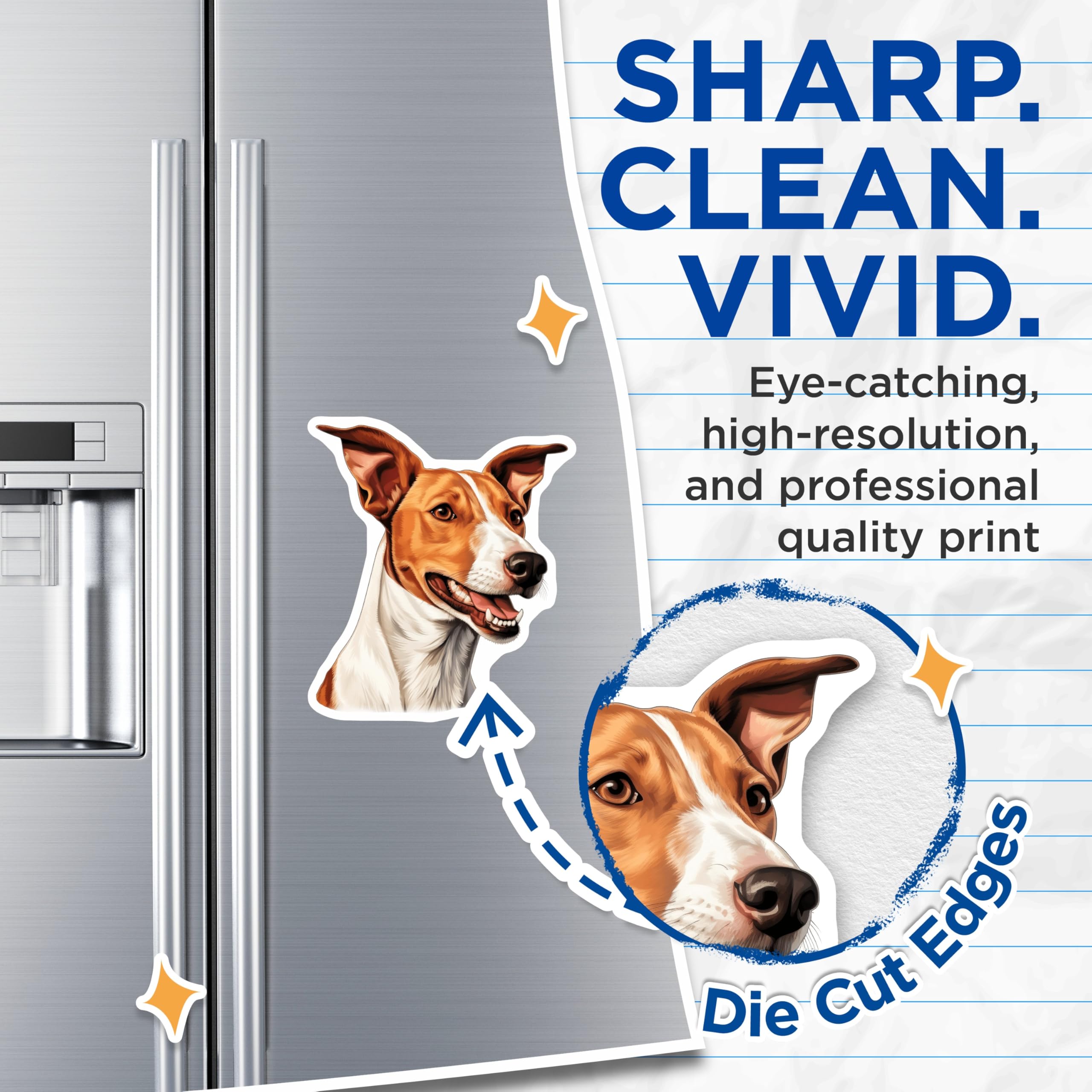 (2 Pack) Jack Russell Terrier Magnets - Energetic Dog Breed Artwork - Adorable Pet Lover Fridge Locker Home Decor - 5 Inches On Longest Side - Thick Durable Magnet - Made in USA - MAG23490