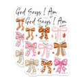 (2 Pack) God Says I Am Magnets - Christian Affirmation Decor - Bible Verse Inspirational Bows - Religious Fridge Message - 5 Inches On Longest Side - Thick Durable Magnet - Made in USA - MAG30777