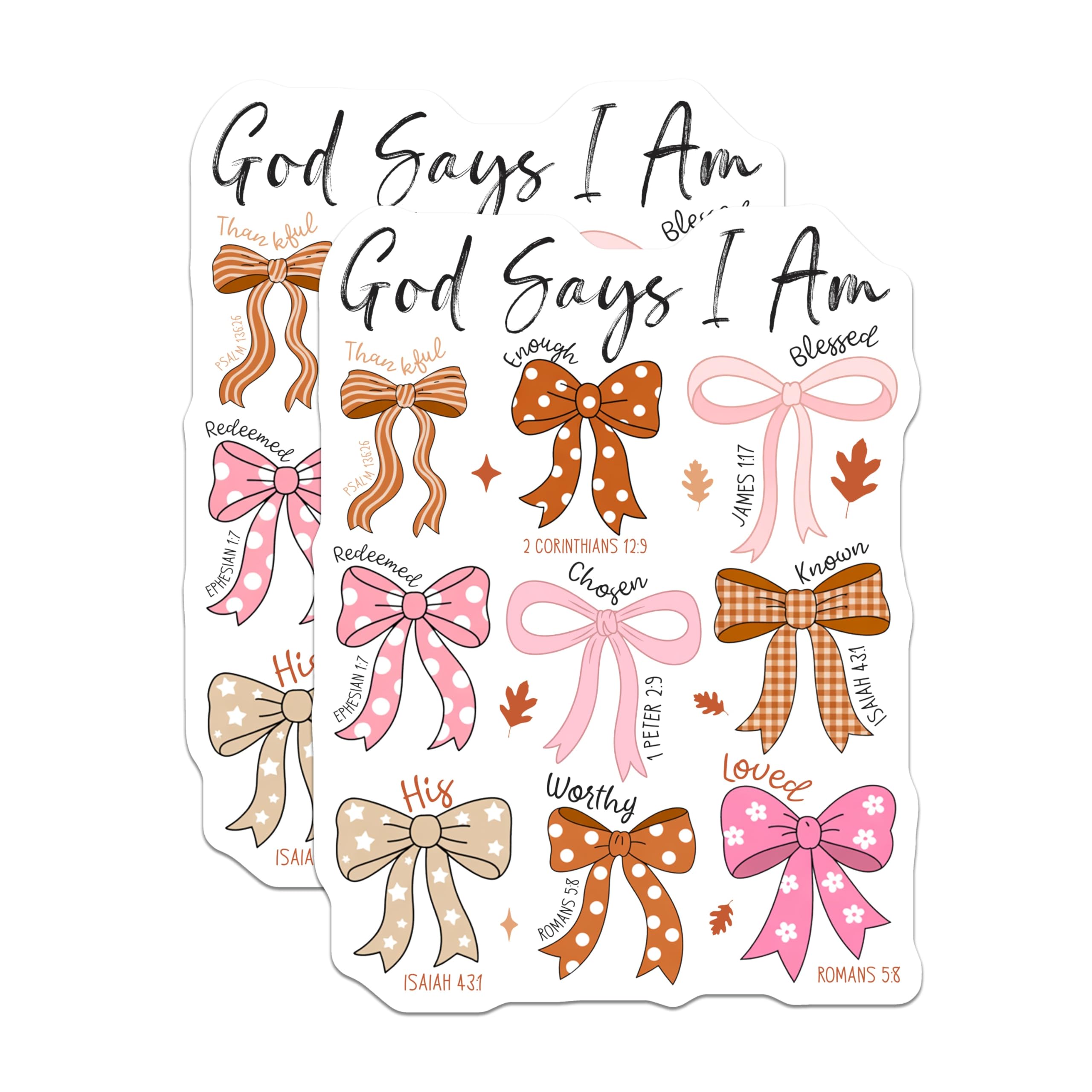 (2 Pack) God Says I Am Magnets - Christian Affirmation Decor - Bible Verse Inspirational Bows - Religious Fridge Message - 5 Inches On Longest Side - Thick Durable Magnet - Made in USA - MAG30777