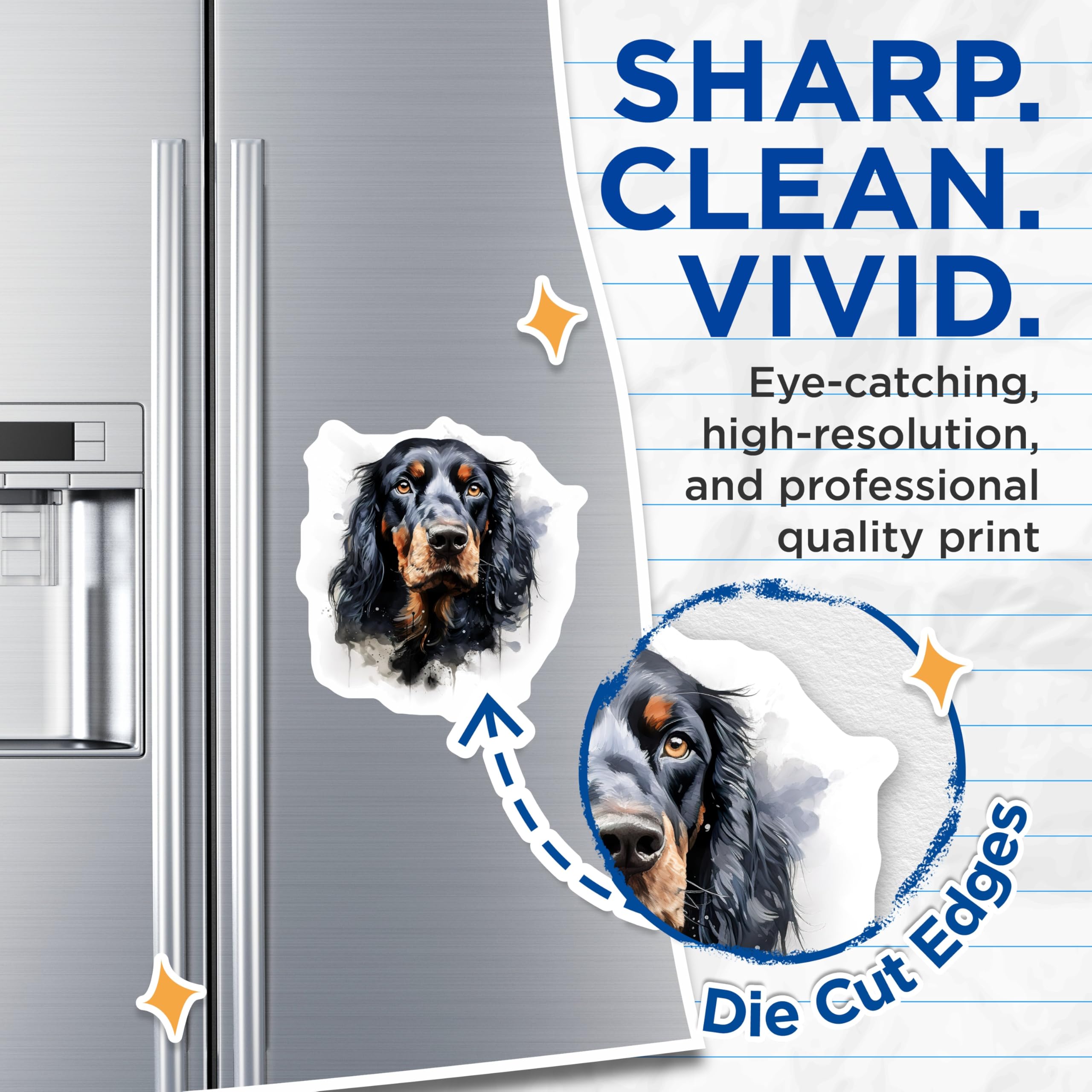 (2 Pack) Gordon Setter Magnets - Dog Lover Art - Pet Portrait Decor - Dog Mom Dad - 5 Inches On Longest Side - Thick Durable Magnet - Made in USA - MAG25868